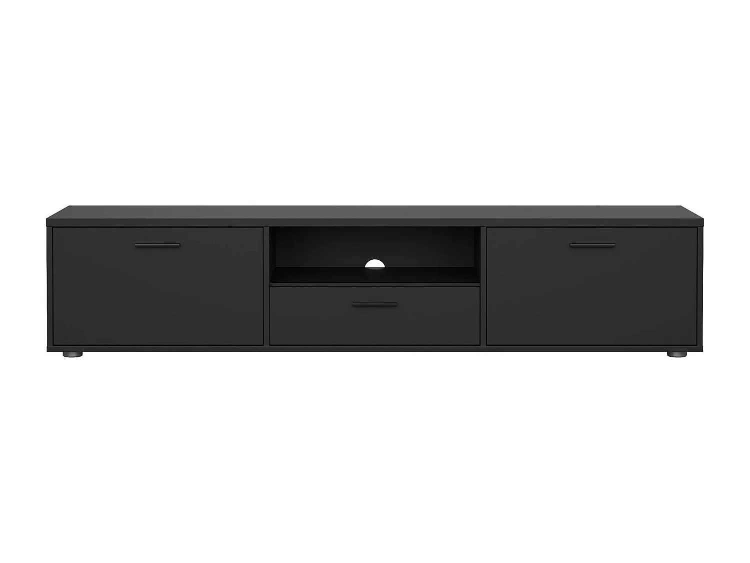 Dtinagli TV-meubel, Woonkamerdressoir, Lage tv-kast, Voorzien van wandbasis, 177x40 h38 cm, Zwart