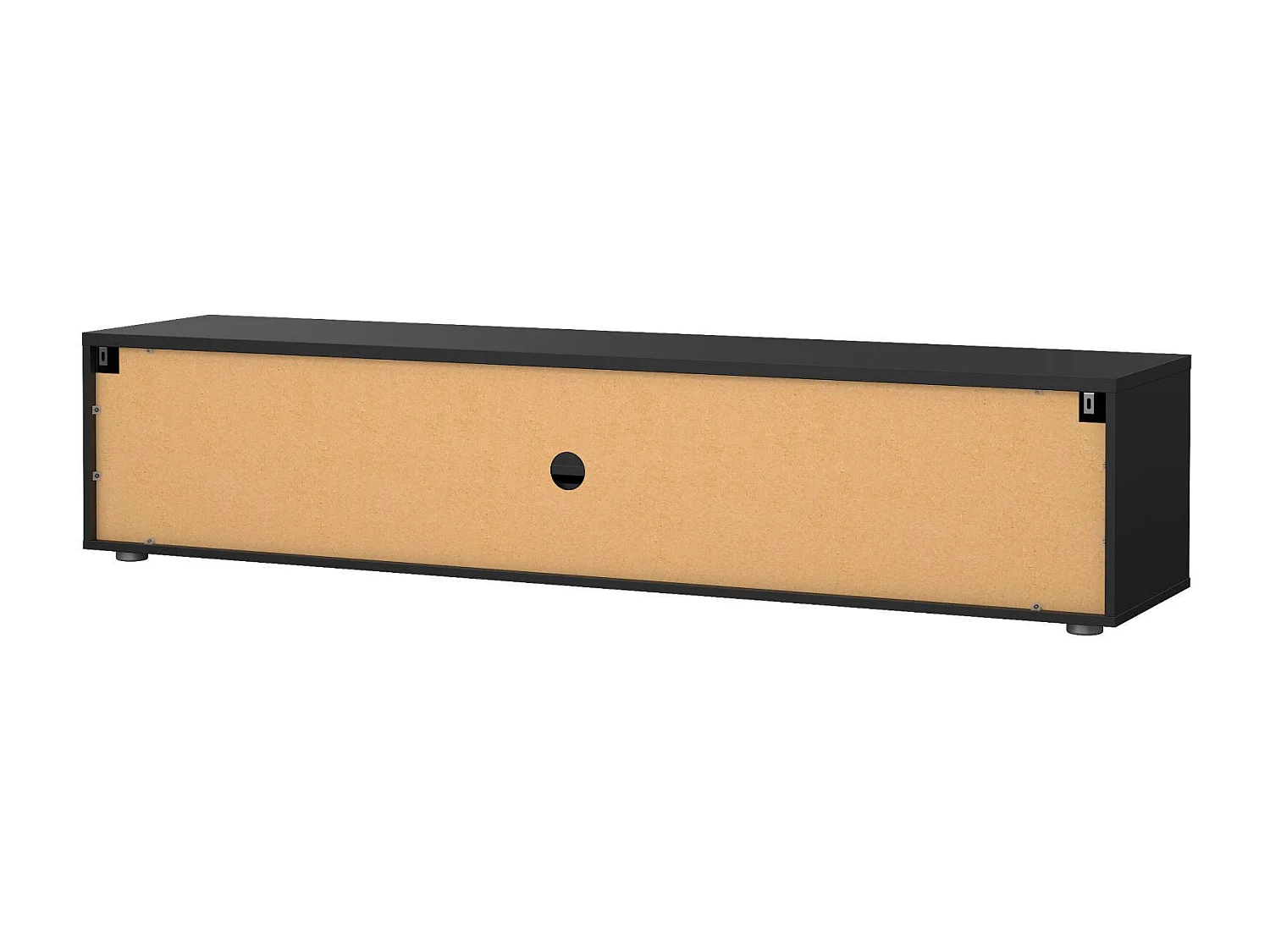 Dtinagli TV-meubel, Woonkamerdressoir, Lage tv-kast, Voorzien van wandbasis, 177x40 h38 cm, Zwart