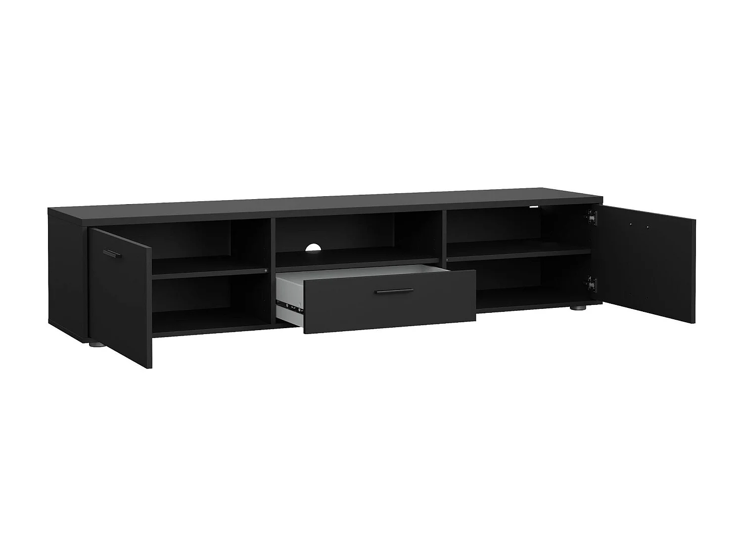 Móvel TV Dtinagli, Aparador sala, Armário baixo para TV, Base de parede equipada, 177x40 h38 cm, Preto