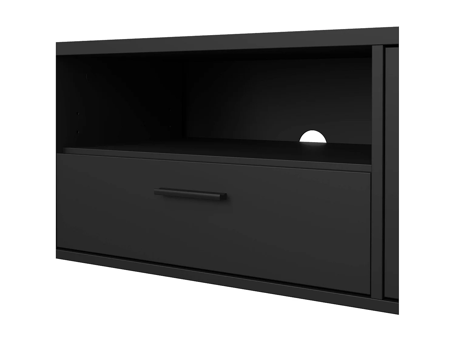 Móvel TV Dtinagli, Aparador sala, Armário baixo para TV, Base de parede equipada, 177x40 h38 cm, Preto