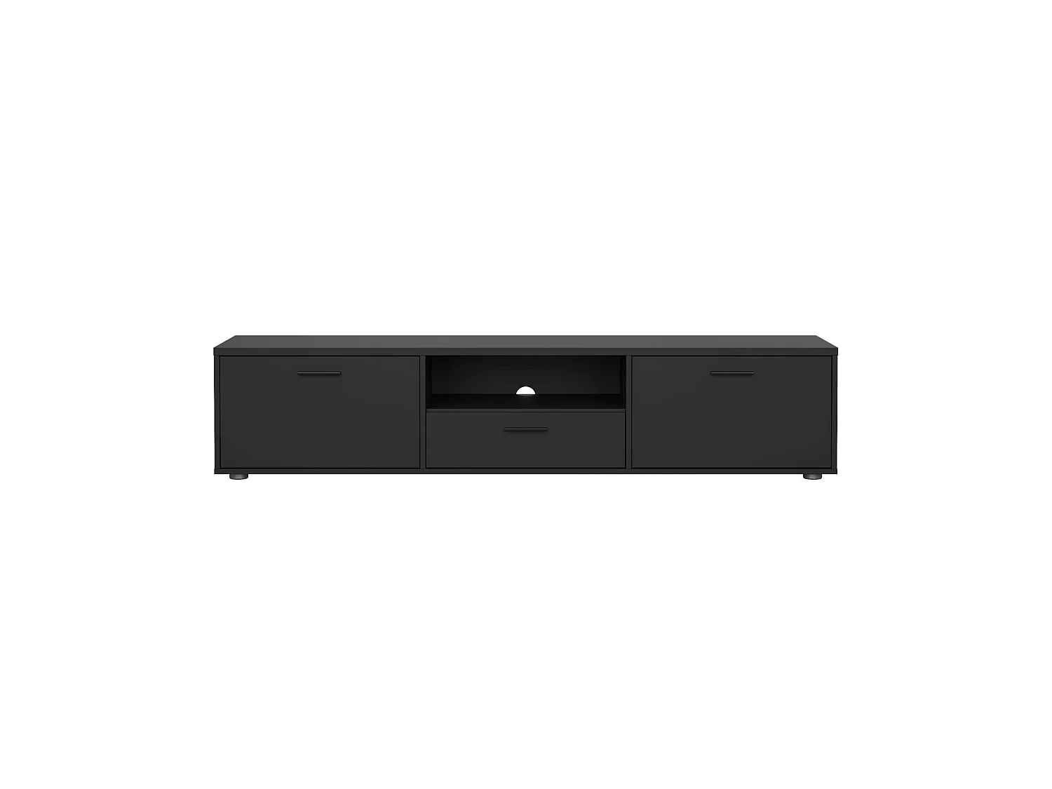 Meuble TV Dtinagli, Buffet de salon, Armoire basse pour TV, Base murale de rangement, 177x40 h38 cm, Noir