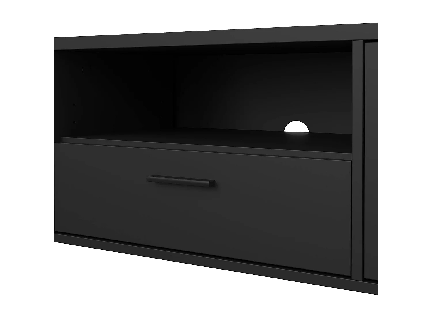 Meuble TV Dtinagli, Buffet de salon, Armoire basse pour TV, Base murale de rangement, 177x40 h38 cm, Noir