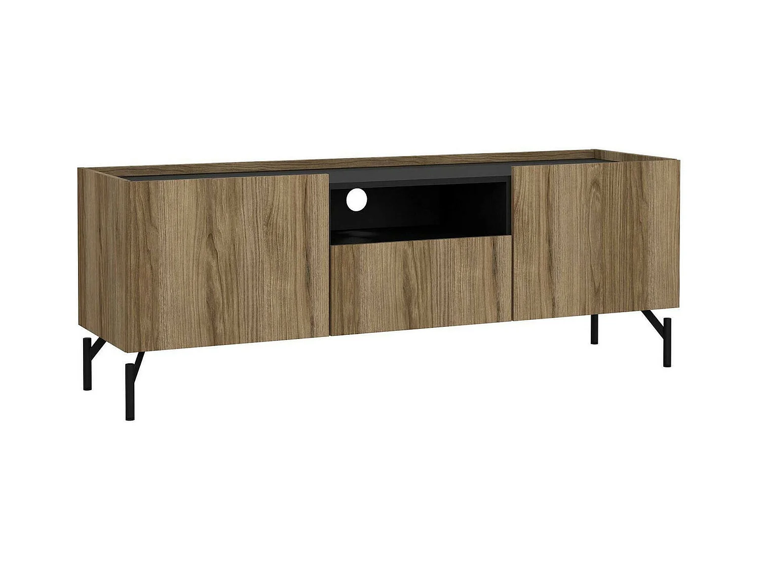 Dmora - Mobile porta TV Duchi, 147x41 h54 cm, Quercia e Nero