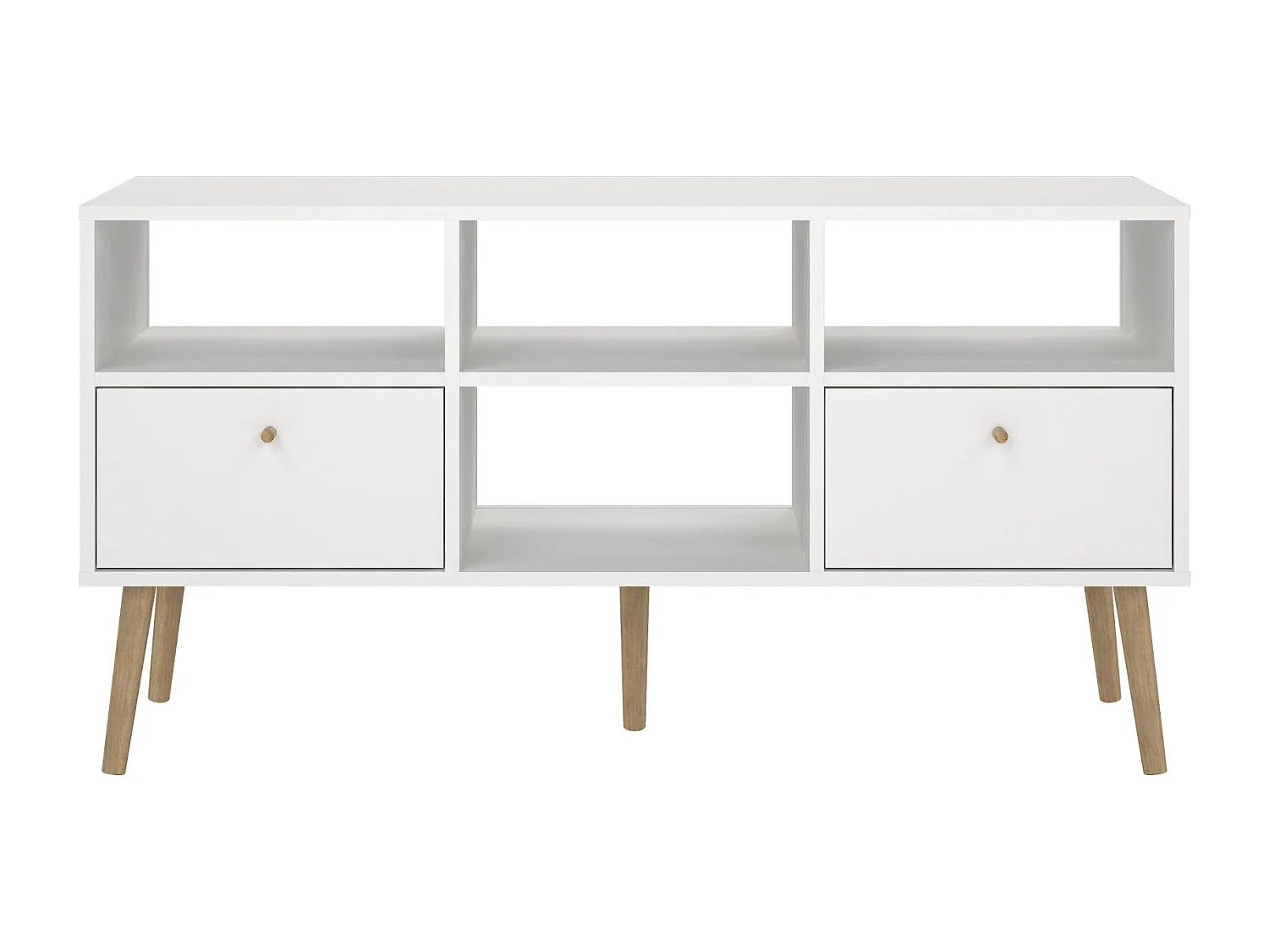 Dtoedtl TV-meubel, Woonkamerdressoir, Lage tv-kast, Voorzien van wandbasis, 117x39 h61 cm, Wit