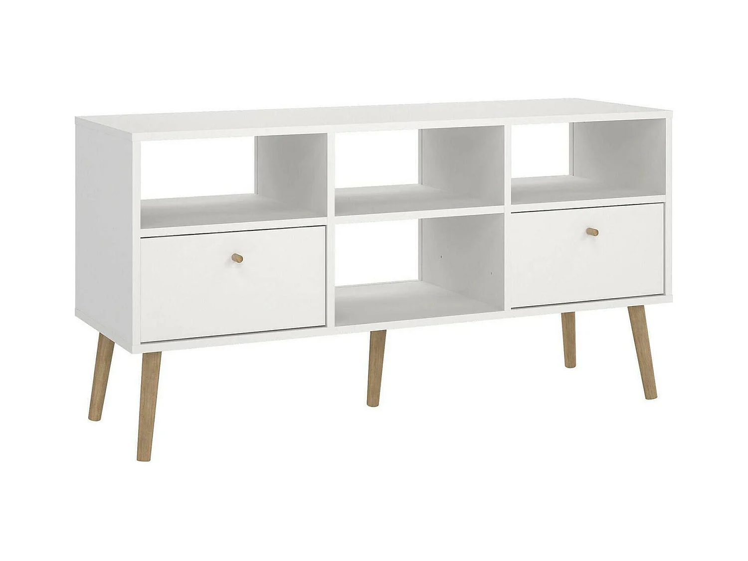 Meuble TV Dtoedtl, Buffet de salon, Armoire basse pour TV, Base murale de rangement, 117x39 h61 cm, Blanc