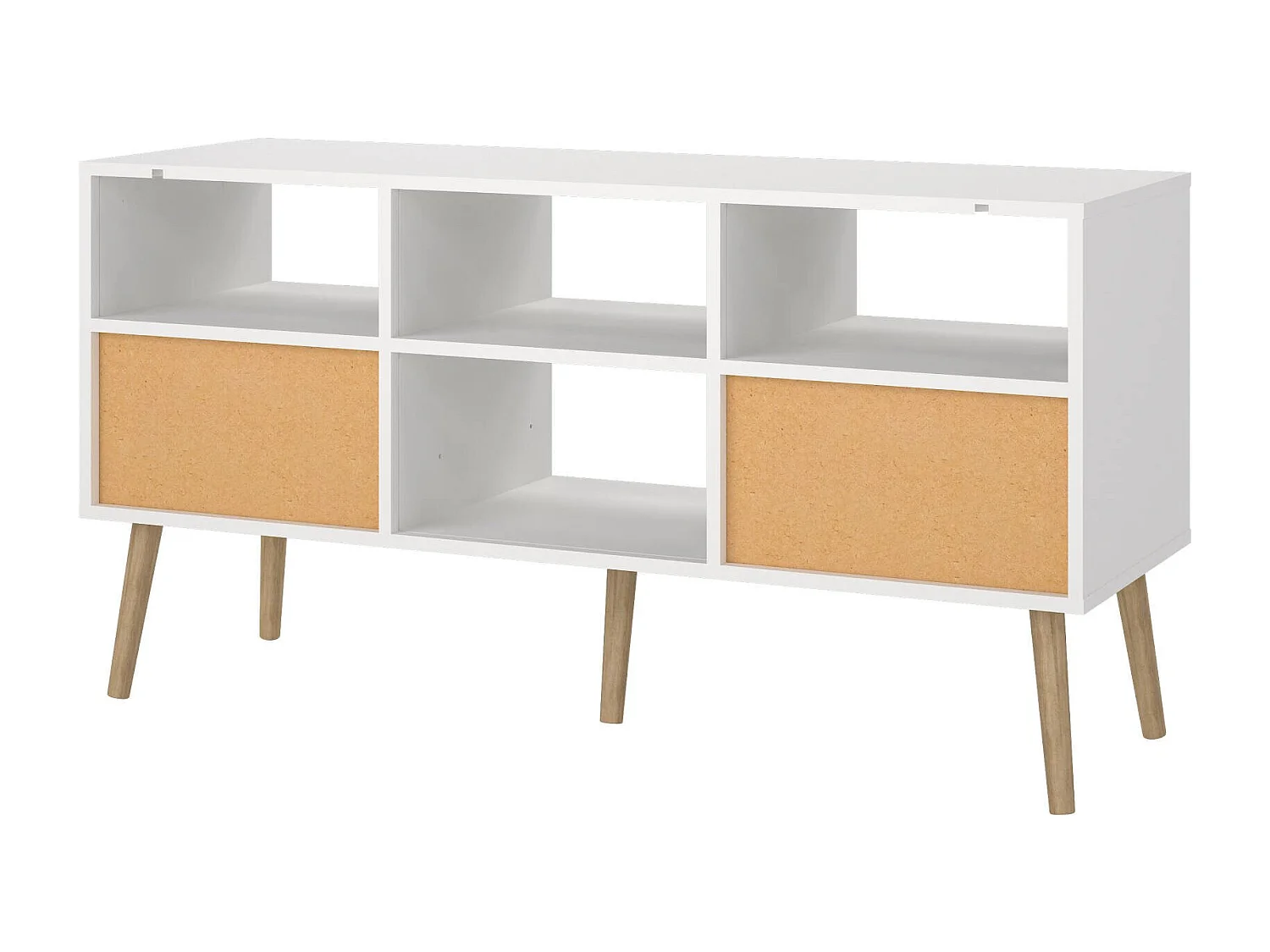 Meuble TV Dtoedtl, Buffet de salon, Armoire basse pour TV, Base murale de rangement, 117x39 h61 cm, Blanc
