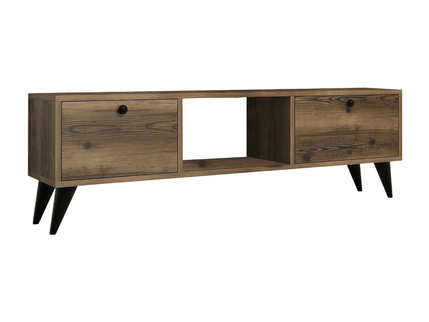 Móvel TV Dgabrielegarofan, Aparador de sala, Armário baixo para TV, Base de parede equipada, 138x30 h43 cm, Nogueira e Preto