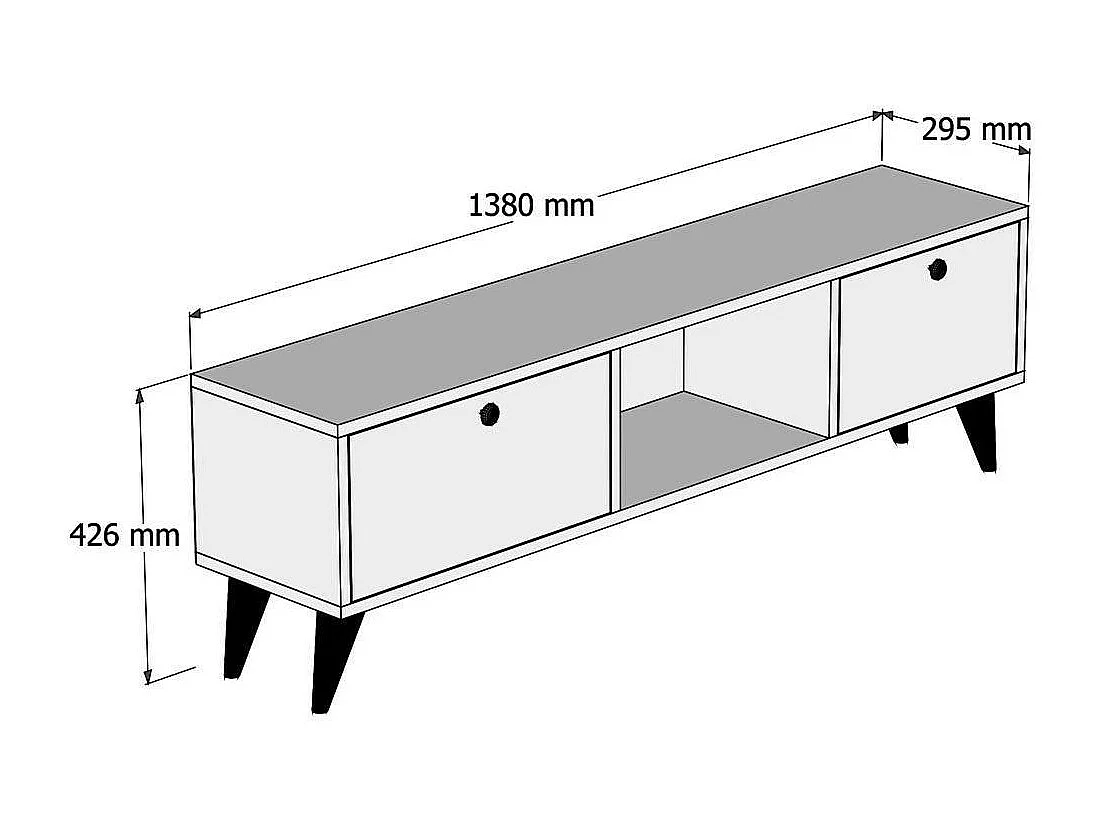 Móvel TV Dgabrielegarofan, Aparador de sala, Armário baixo para TV, Base de parede equipada, 138x30 h43 cm, Nogueira e Preto