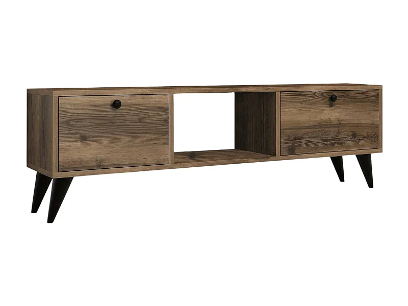 Móvel TV Dgabrielegarofan, Aparador de sala, Armário baixo para TV, Base de parede equipada, 138x30 h43 cm, Nogueira e Preto