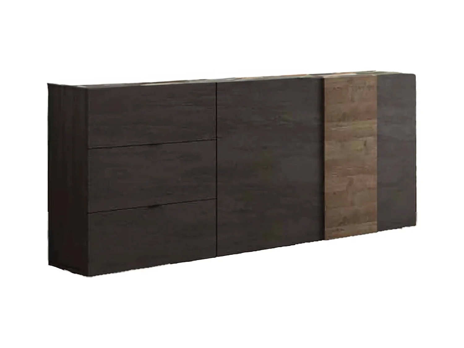 Meuble TV Dbrow, Buffet de salon, Armoire basse pour TV, Base murale de rangement, Made in Italy, 181x44 h59 cm, Ardoise et Noyer