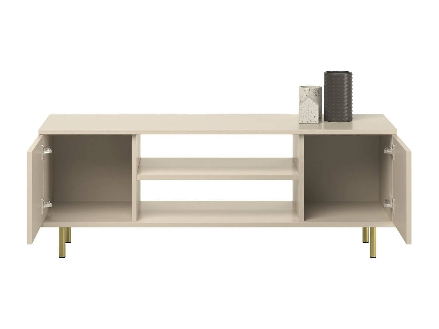 Meuble TV Dpoelt, Buffet de salon, Armoire basse pour TV, Base murale de rangement, 48x155 h40 cm, Beige