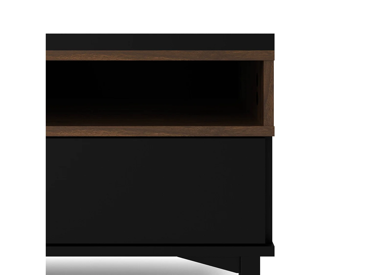 Dtoffani TV-meubel, Woonkamerdressoir, Lage tv-kast, Uitgeruste muurbasis, 156x48 h48 cm, Zwart en Walnoot