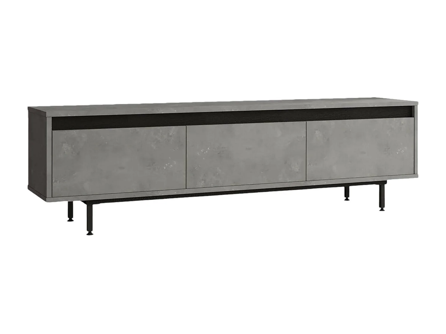 Meuble TV Dpartipil, Buffet de salon, Armoire basse pour TV, Base murale de rangement, 160x36 h45 cm, Argent et Noir