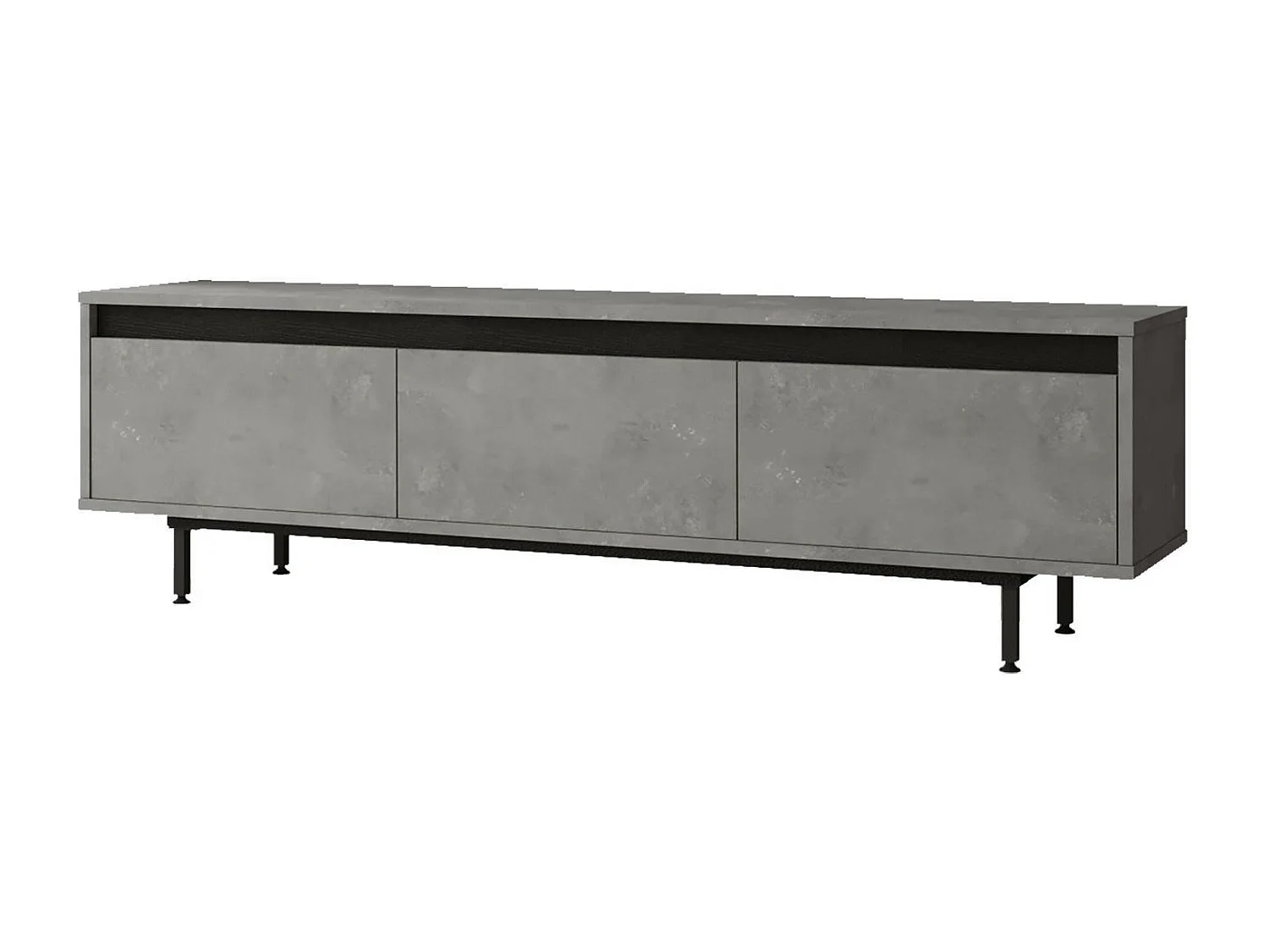 Meuble TV Dpartipil, Buffet de salon, Armoire basse pour TV, Base murale de rangement, 160x36 h45 cm, Argent et Noir