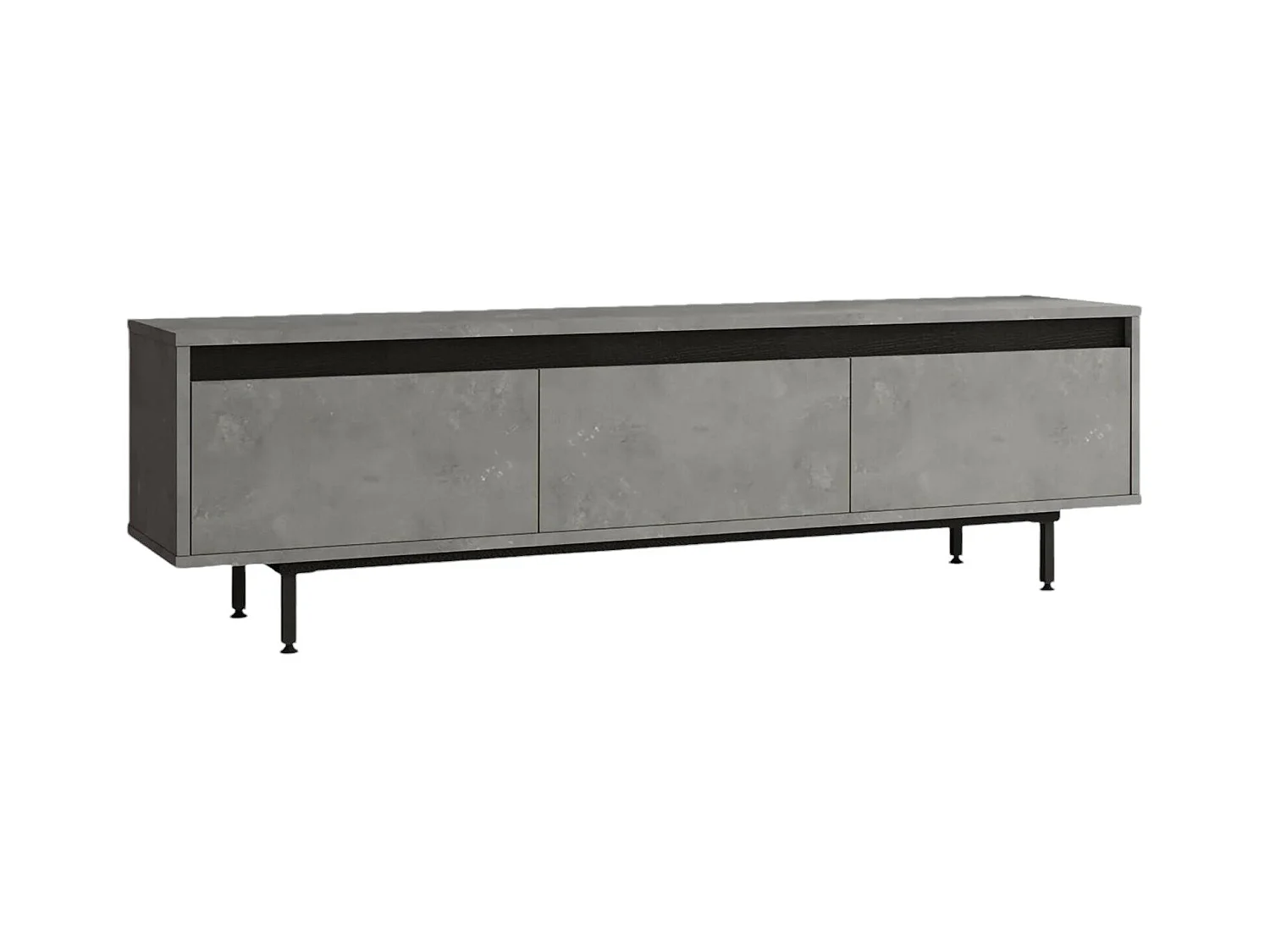 Meuble TV Dpartipil, Buffet de salon, Armoire basse pour TV, Base murale de rangement, 160x36 h45 cm, Argent et Noir