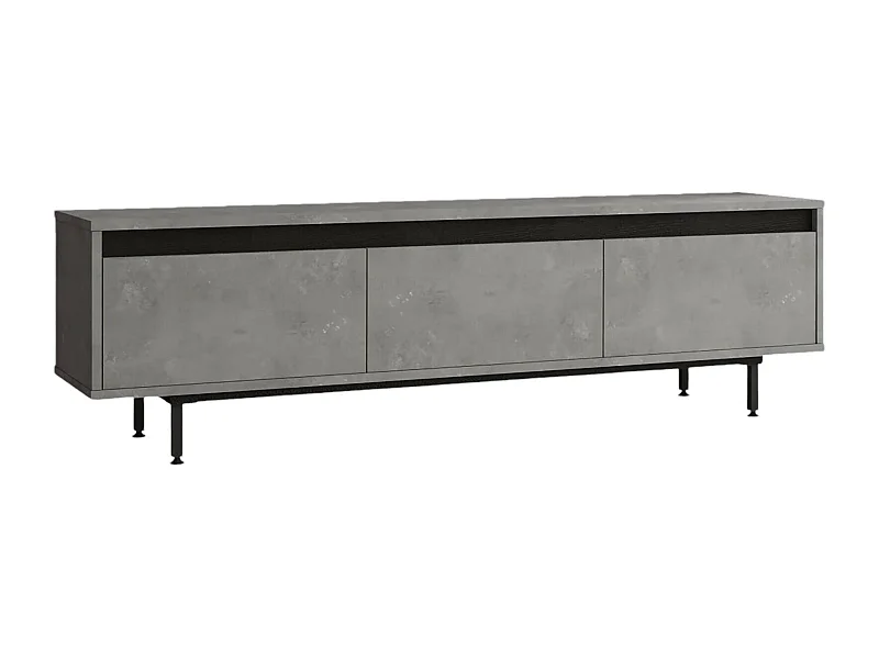 Meuble TV Dpartipil, Buffet de salon, Armoire basse pour TV, Base murale de rangement, 160x36 h45 cm, Argent et Noir