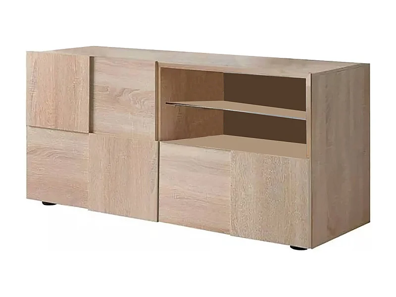 Meuble TV Dcutron, Buffet de salon, Armoire basse pour TV, Base murale de rangement, Made in Italy, 122x43 h57 cm, Chêne clair