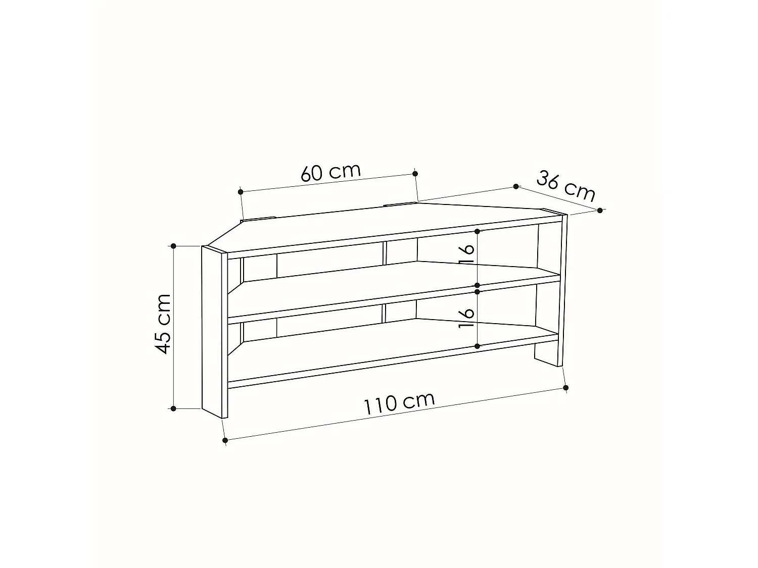Meuble TV Dpossanzin, Buffet de salon, Armoire basse pour TV, Base murale de rangement, 110x36 h45 cm, Blanc