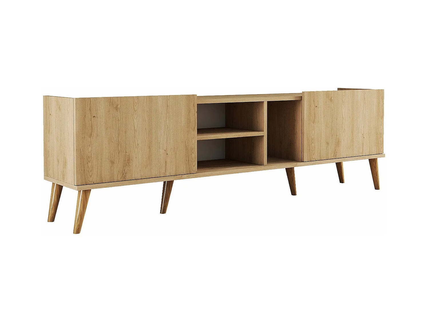 Dmagnanell TV-meubel, Woonkamerdressoir, Lage tv-kast, Voorzien van wandbasis, 180x34 h52 cm, Eiken