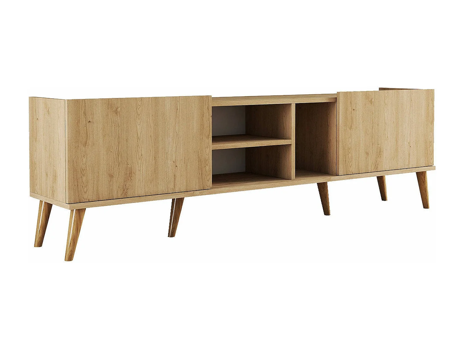 Meuble TV Dmagnanell, Buffet de salon, Armoire basse pour TV, Base murale de rangement, 180x34 h52 cm, Chêne