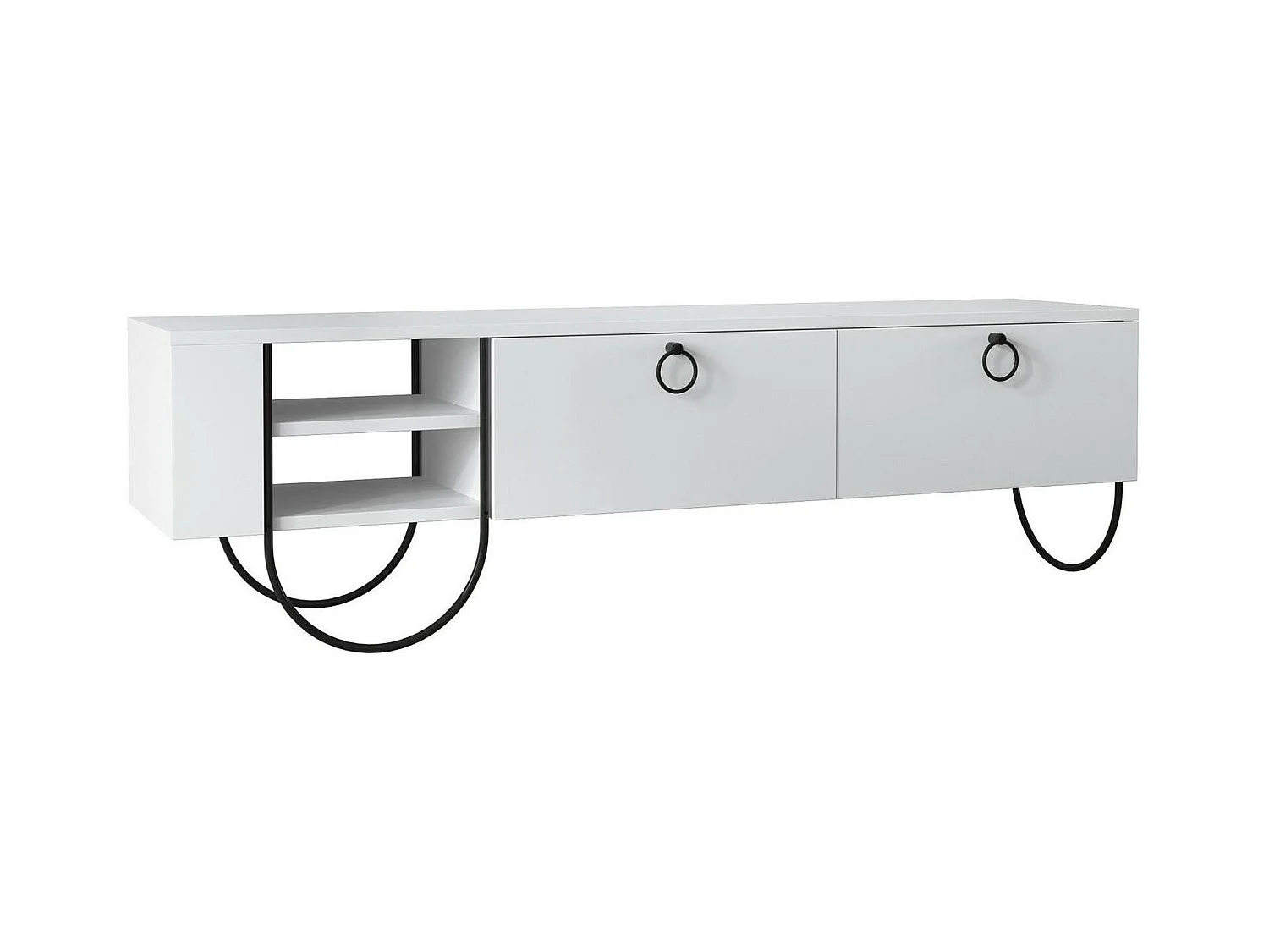 Fernsehschrank Dpieragnol, Ständer für Wohnzimmerfernseher, Niedriges Wohnzimmer-Sideboard, TV-Ständerbasis, 150x36 h44 cm, WeiÃŸ
