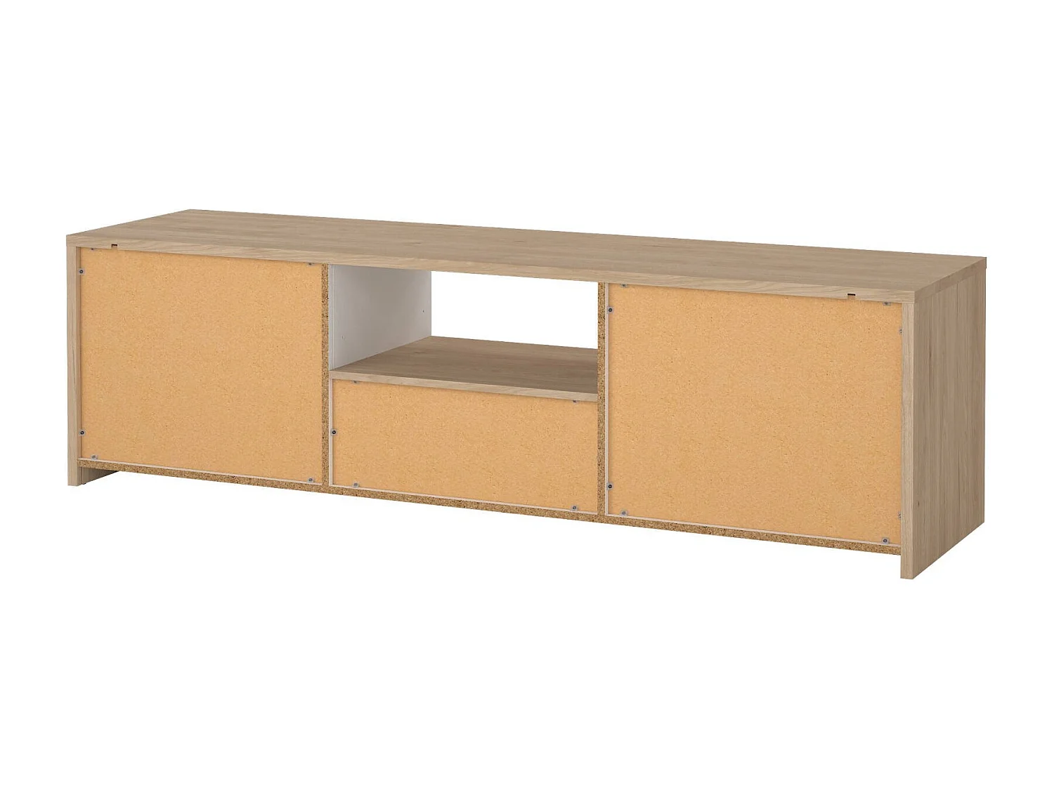 Mueble de televisión Dtessior, Aparador de salón, Mueble bajo para TV, Base de pared equipada, 179x48 h52 cm, Roble y Blanco