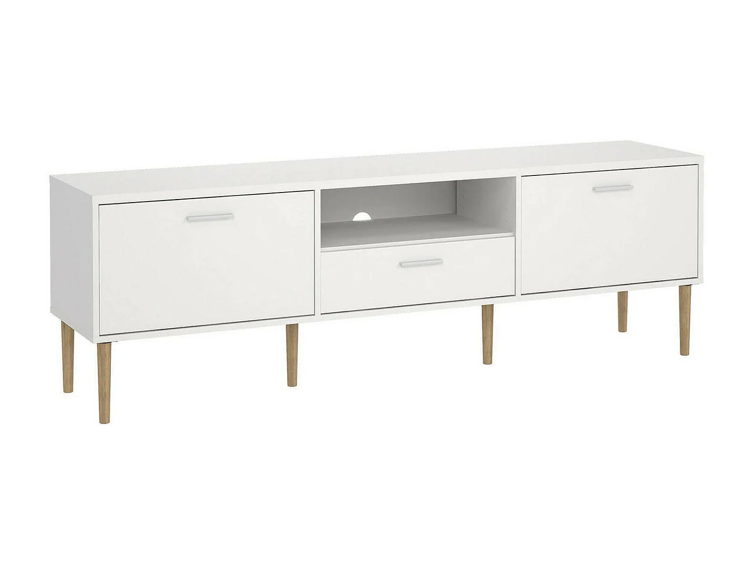 Mueble de televisión Dtisc, Aparador de salón, Mueble bajo para TV, Base de pared equipada, 177x40 h57 cm, Blanco