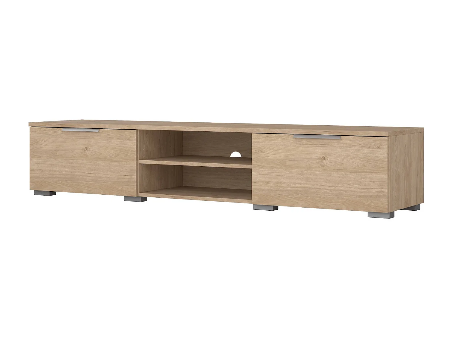 Dtheat TV-meubel, Woonkamerdressoir, Lage tv-kast, Voorzien van wandbasis, 173x40 h33 cm, Eiken