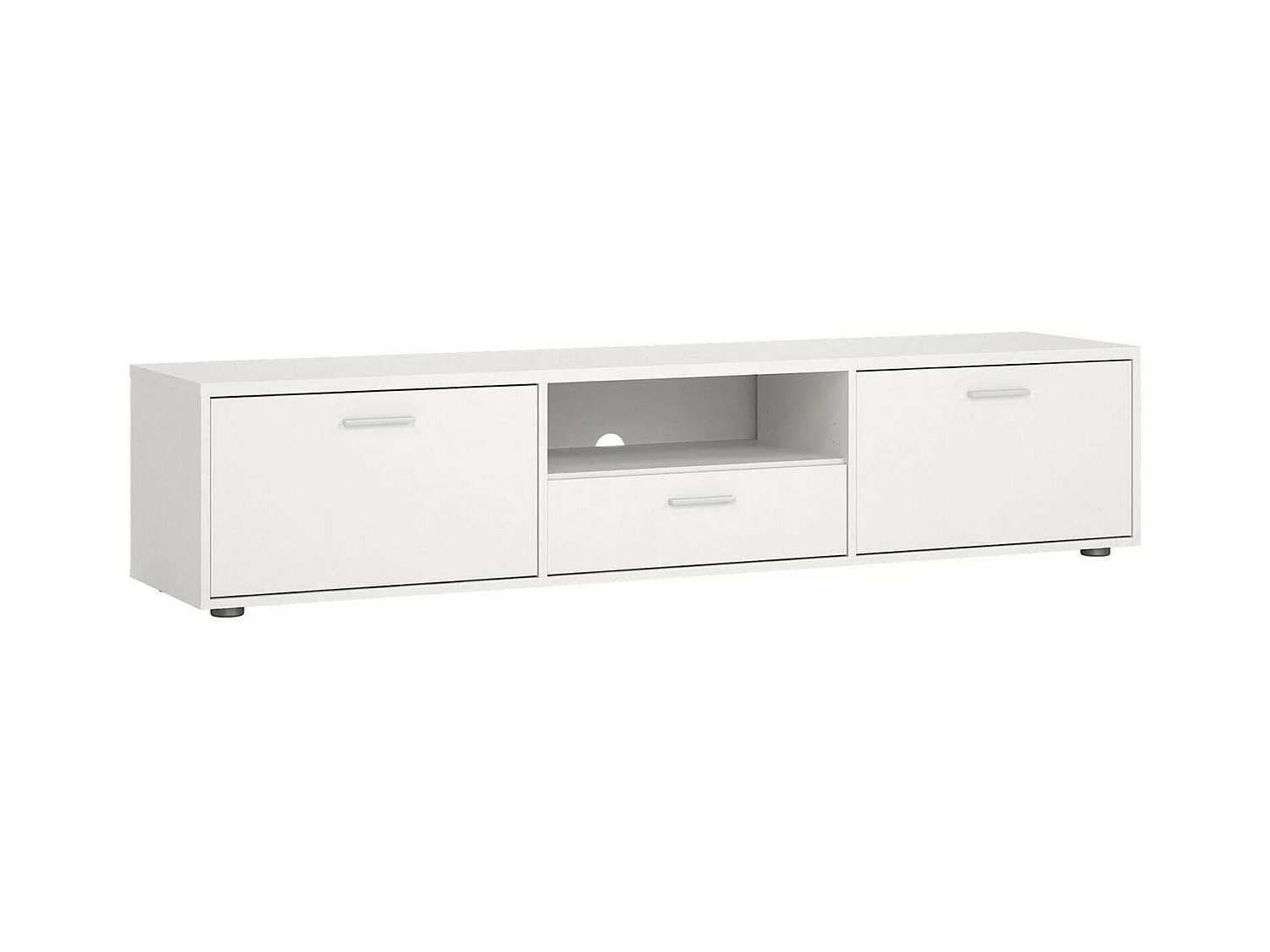 Meuble TV Dtinagli, Buffet de salon, Armoire basse pour TV, Base murale de rangement, 177x40 h38 cm, Blanc