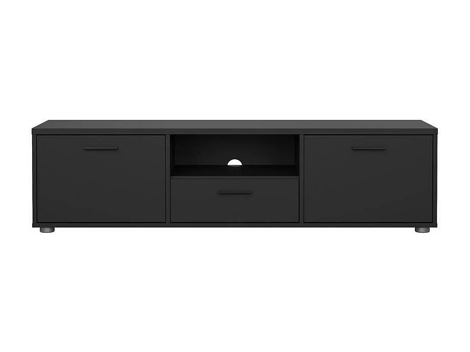 Meuble TV Dthorsb, Buffet de salon, Armoire basse pour TV, Base murale de rangement, 147x40 h38 cm, Noir