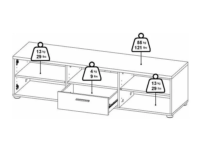 Móvel TV Dthorsb, Aparador de sala, Móvel baixo para TV, Base de parede equipada, 147x40 h38 cm, Preto