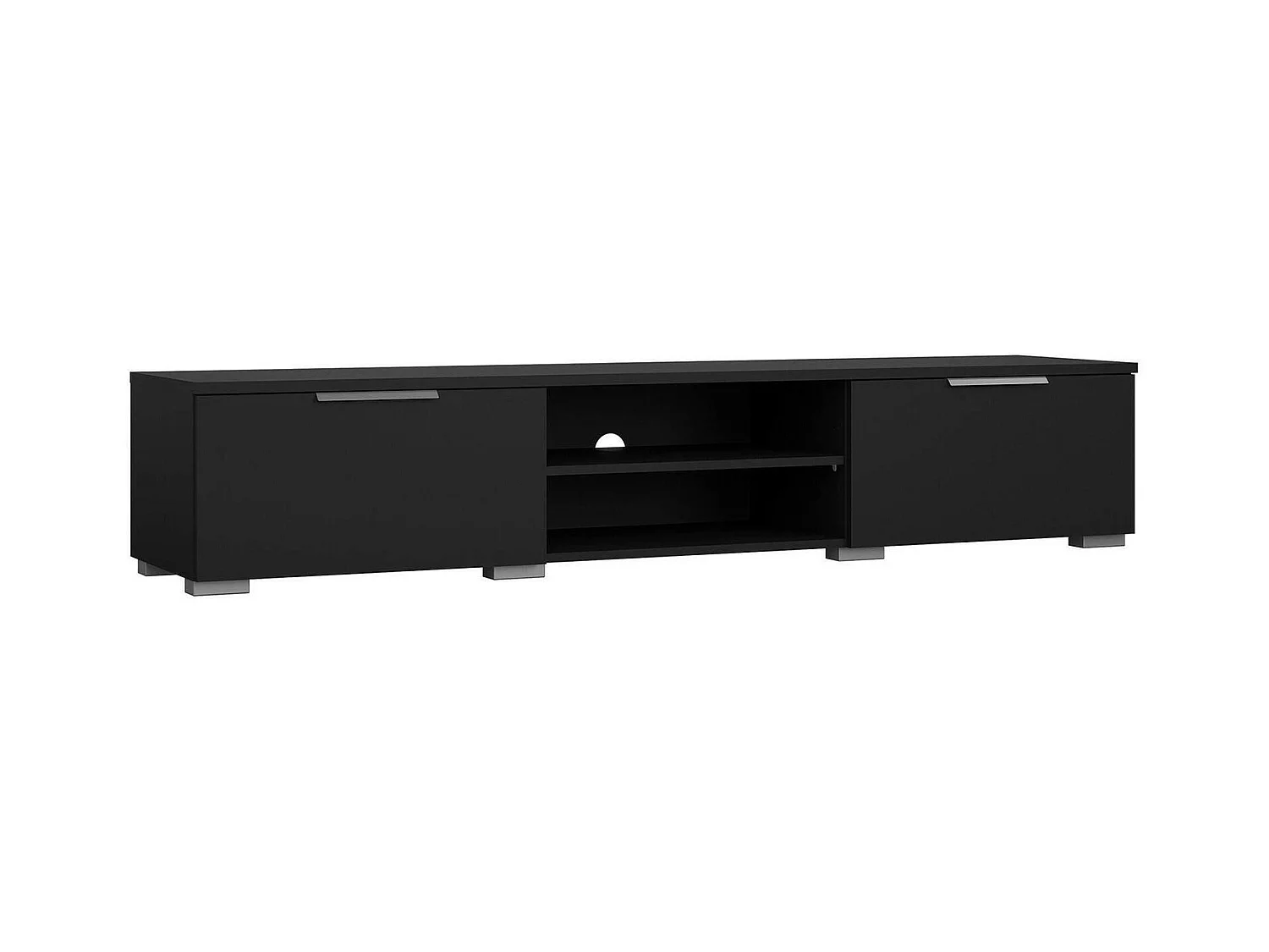 Meuble TV Dtheat, Buffet de salon, Armoire basse pour TV, Base murale de rangement, 173x40 h33 cm, Noir