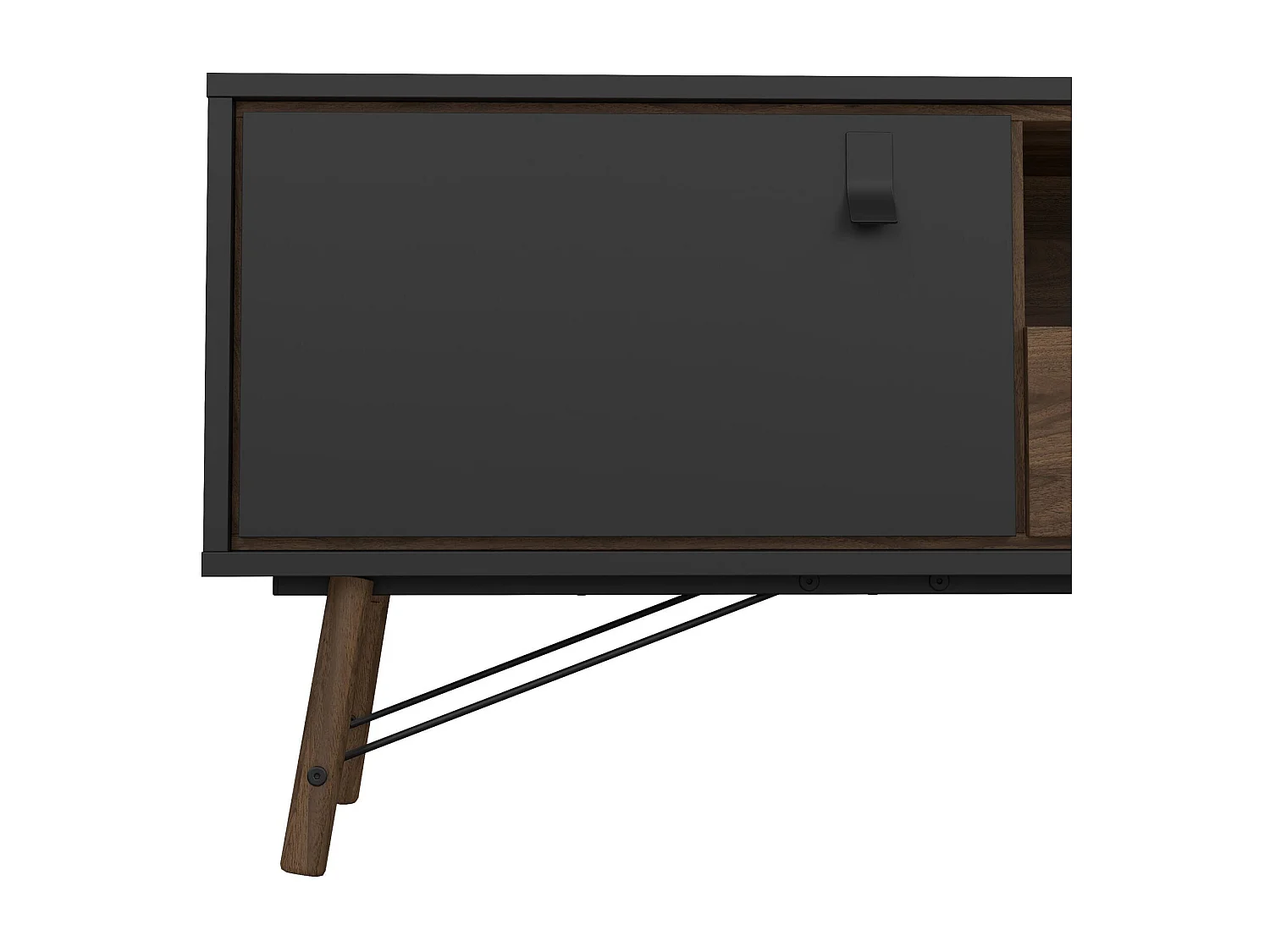 Meuble TV Dtomason, Buffet de salon, Armoire basse pour TV, Base murale de rangement, 150x40 h60 cm, Noir et Noyer