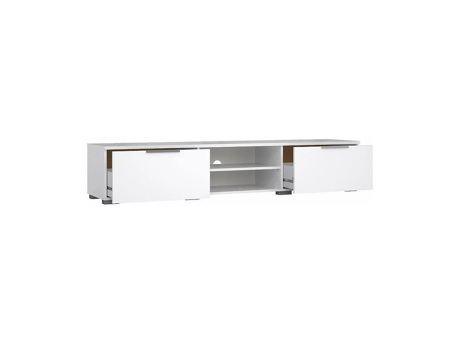 Meuble TV Dtheat, Buffet de salon, Armoire basse pour TV, Base murale de rangement, 173x40 h33 cm, Blanc