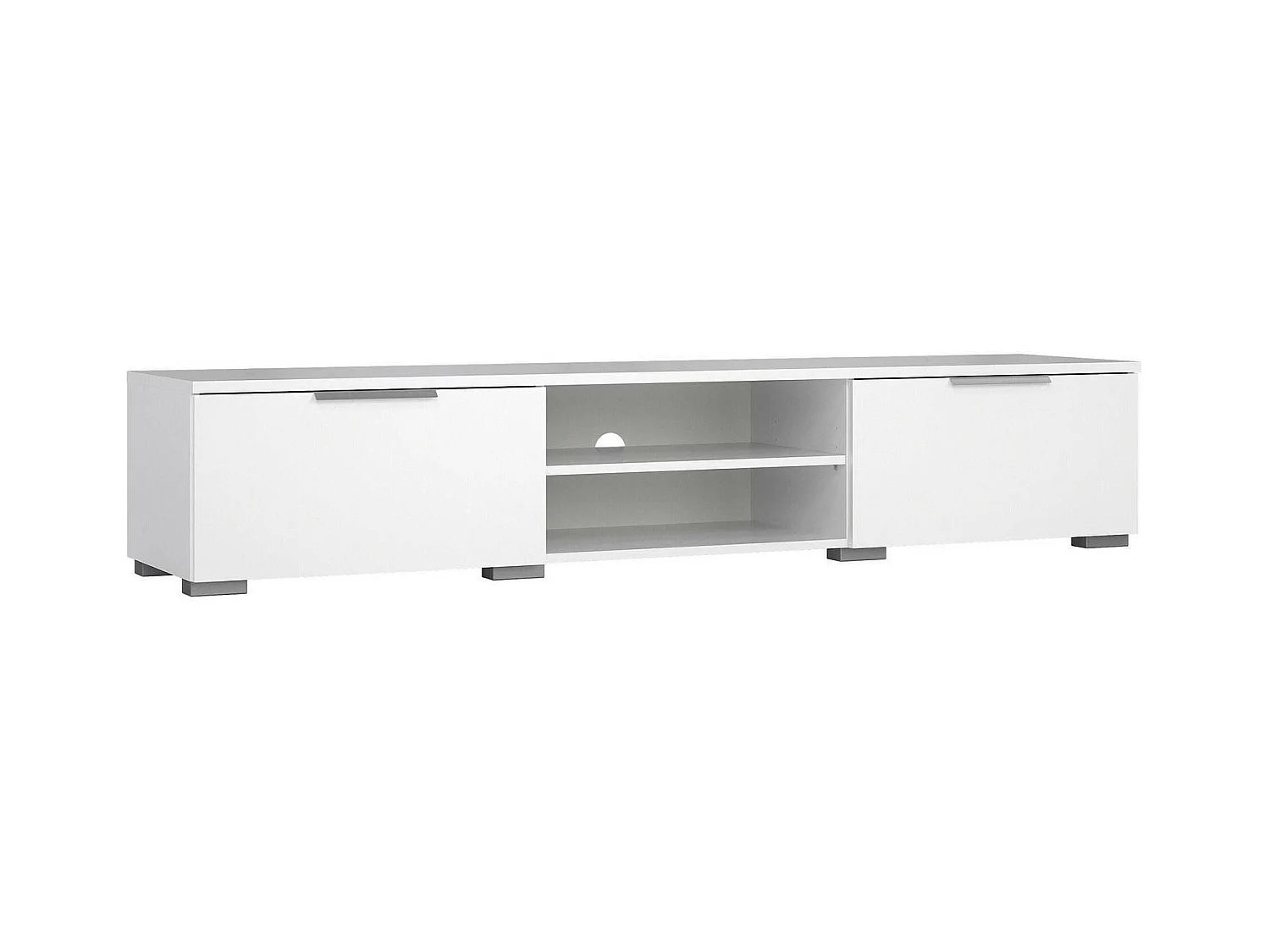 Meuble TV Dtheat, Buffet de salon, Armoire basse pour TV, Base murale de rangement, 173x40 h33 cm, Blanc