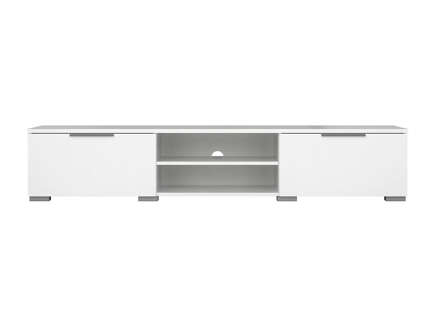 Meuble TV Dtheat, Buffet de salon, Armoire basse pour TV, Base murale de rangement, 173x40 h33 cm, Blanc