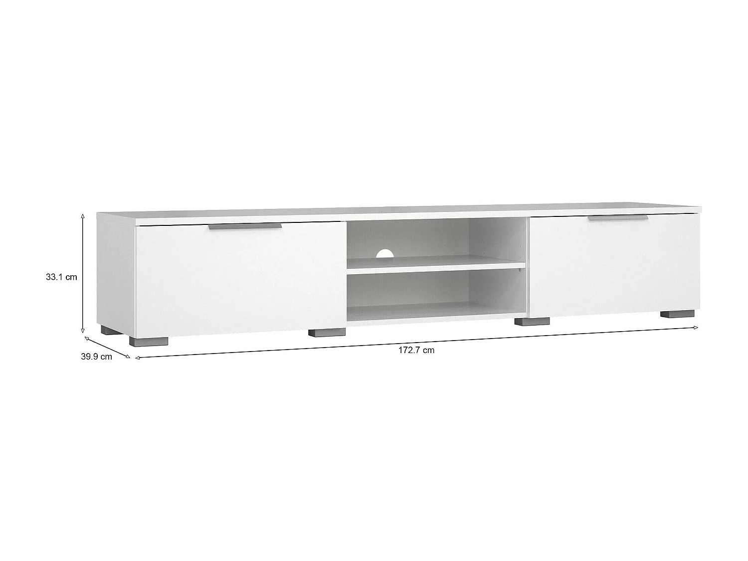 Fernsehschrank Dtheat, Ständer für Wohnzimmerfernseher, Niedriges Wohnzimmer-Sideboard, TV-Ständerbasis, 173x40 h33 cm, WeiÃŸ