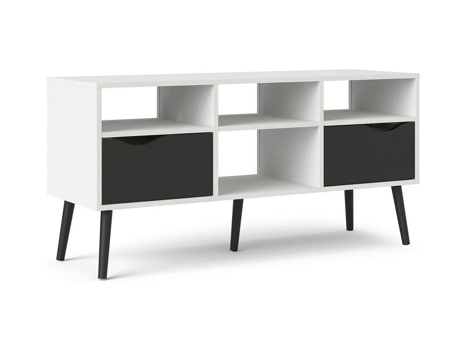 Mueble de televisión Dtesse, Aparador de salón, Mueble bajo para TV, Base de pared equipada, 117x39 h57 cm, Blanco y Negro