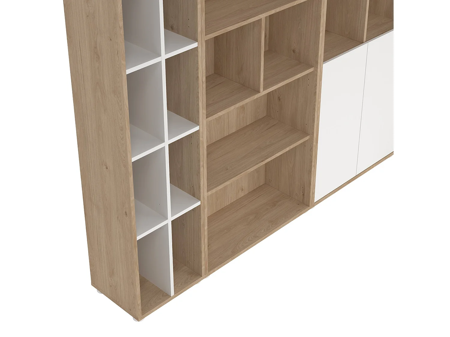 Wohnzimmermöbel Dtomeazz, Modulares Wohnzimmerset, Mehrzweck-Wohnzimmermöbel, Moderner TV-Schrank, 241x34 h205 cm, Eiche und WeiÃŸ