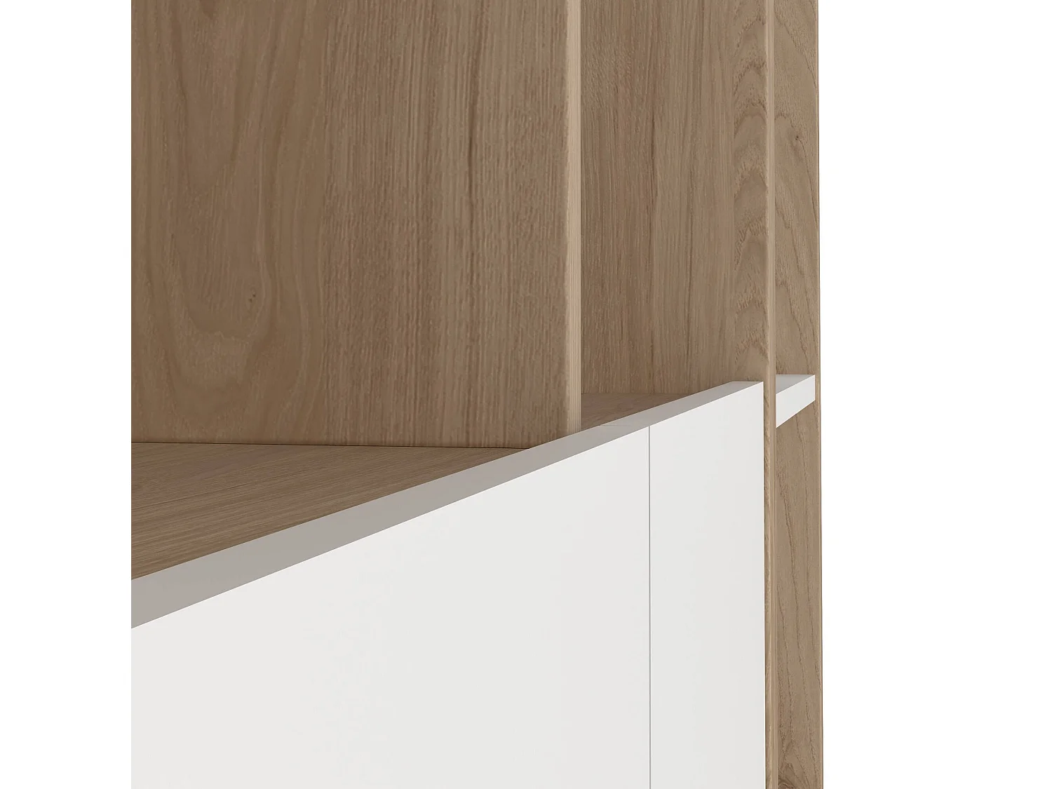 Wohnzimmermöbel Dtomeazz, Modulares Wohnzimmerset, Mehrzweck-Wohnzimmermöbel, Moderner TV-Schrank, 241x34 h205 cm, Eiche und WeiÃŸ