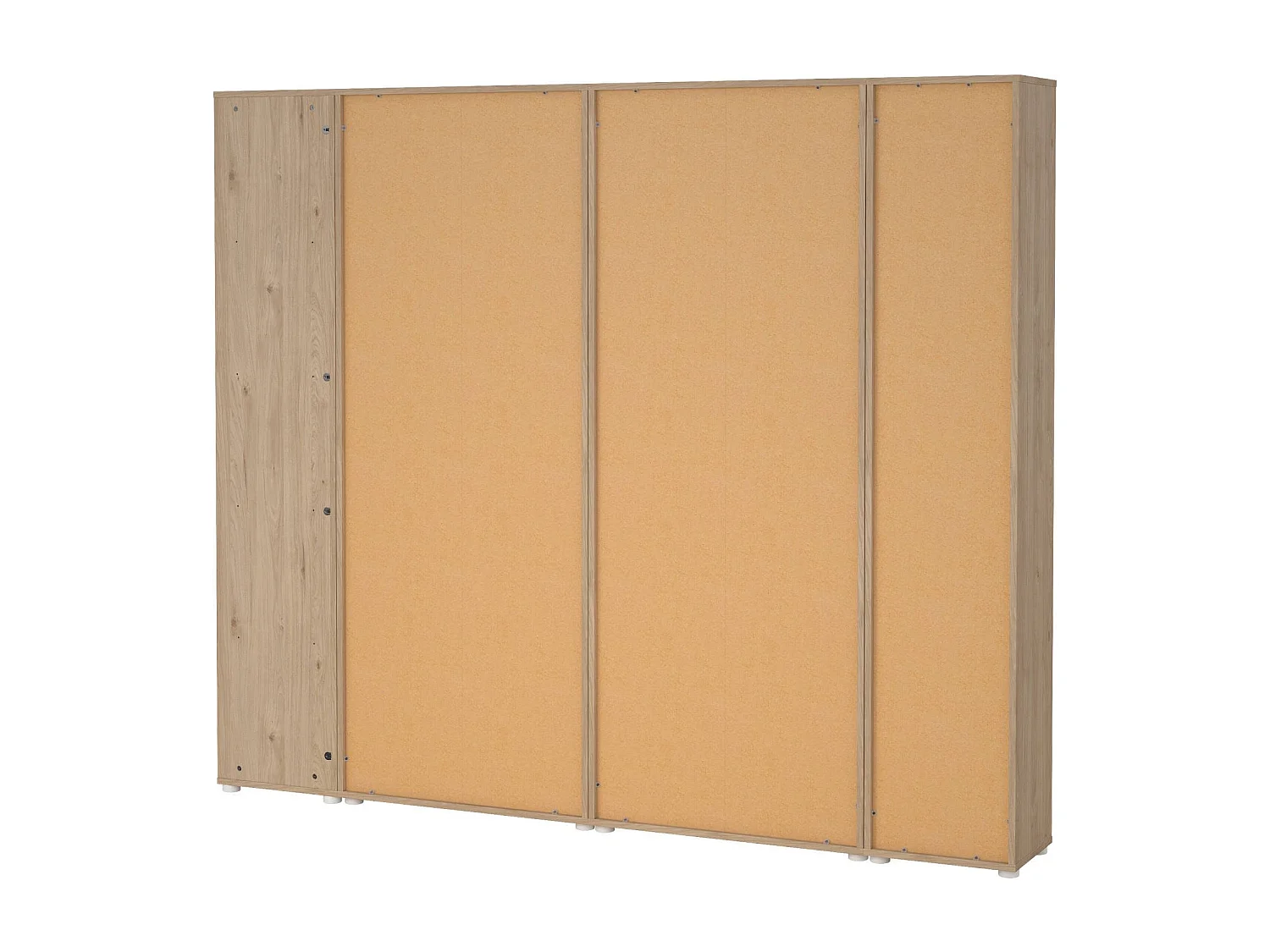 Meuble Mural Dtomeazz, Composition du salon, Meubles de salon polyvalents, Meuble télé, 241x34 h205 cm, Chêne clair et Blanc