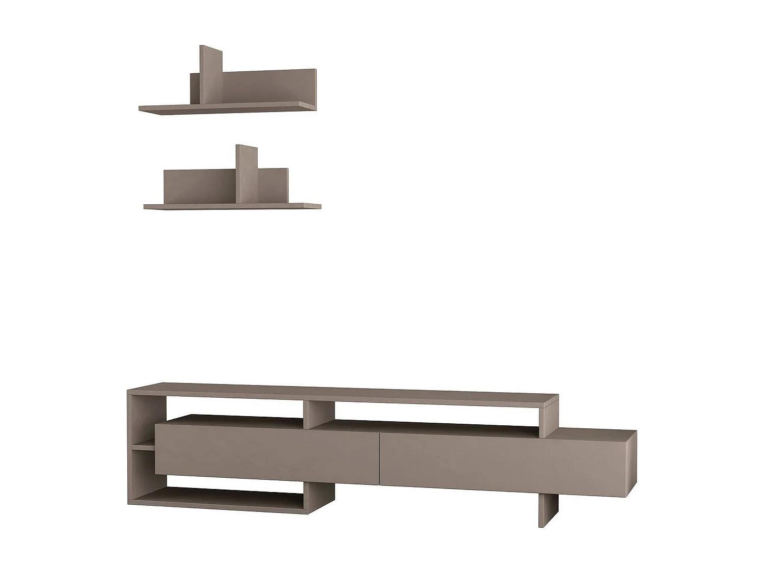 Meuble Mural Dodriozol, Composition du salon, Meubles de salon polyvalents, Meuble télé, 180x32 h42 cm, Beige