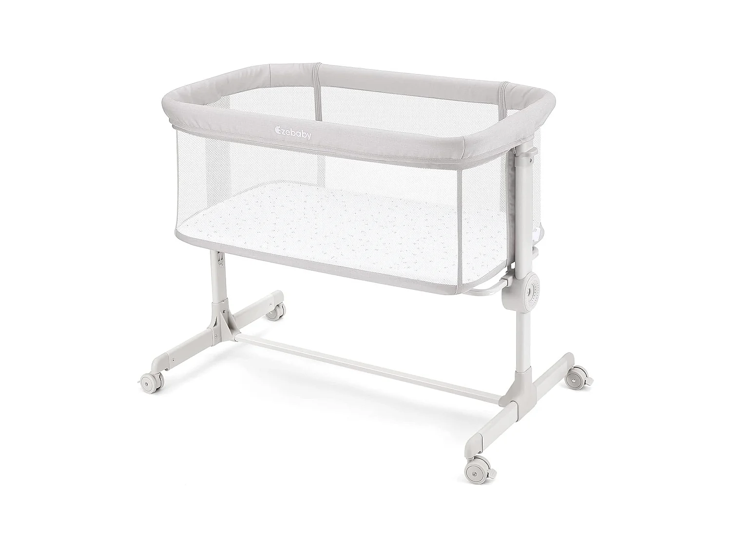 Lit bébé cododo 2 en 1 avec hauteur réglable et côté repliable - Gris Clair