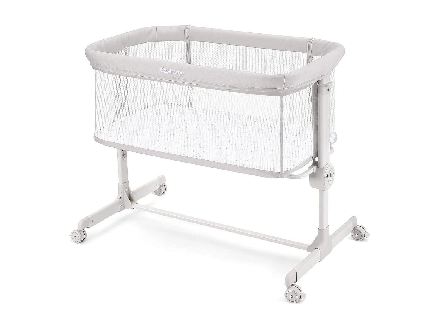 Lit bébé cododo 2 en 1 avec hauteur réglable et côté repliable - Gris Clair