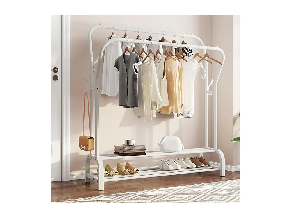 Double Corporation Doppelmantel mit Schuhregal 4 Haken, 110x35x146cm-weiß