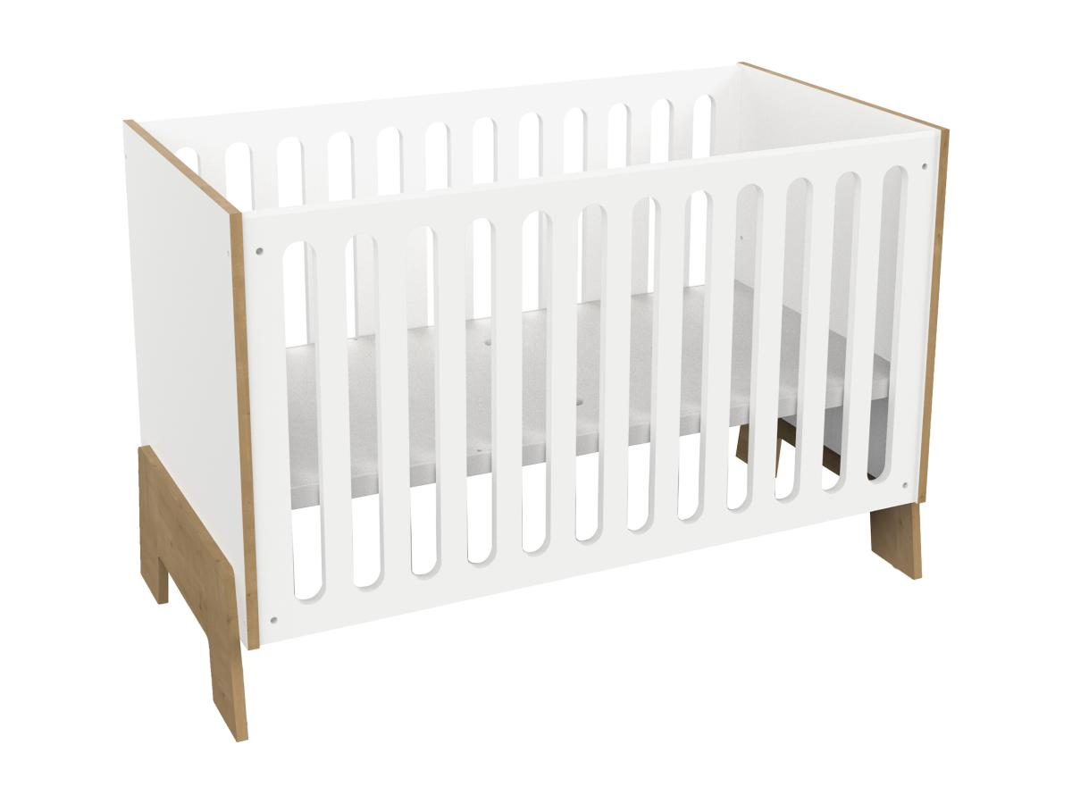 Babybett 60 x 120 cm - MDF - Weiß & Holzfarben - BERUVO günstig online kaufen