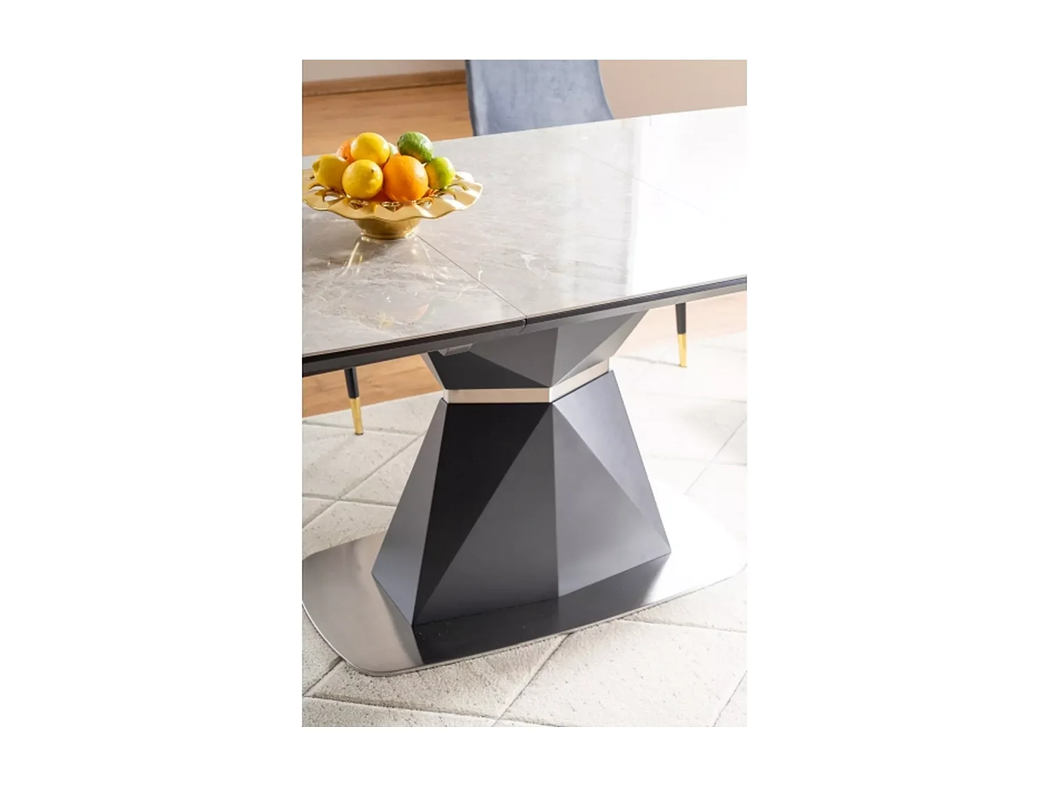 Table à manger Cortez (90x160-210)/Céramique/Gris&Anthracite