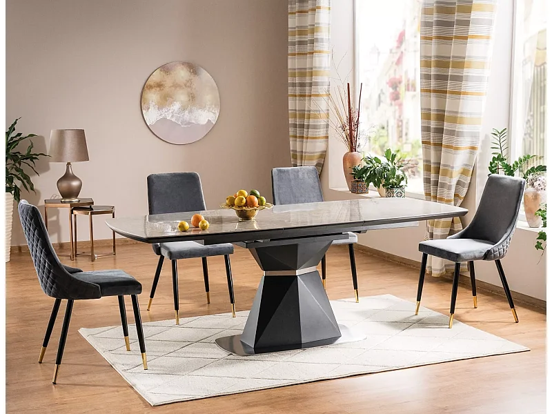 Tavolo da pranzo Cortez (90x160-210)/Ceramica/Grigio&Antracite