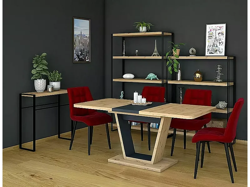 Table à manger Nigel (80x120-160)/Marron&Anthrazit