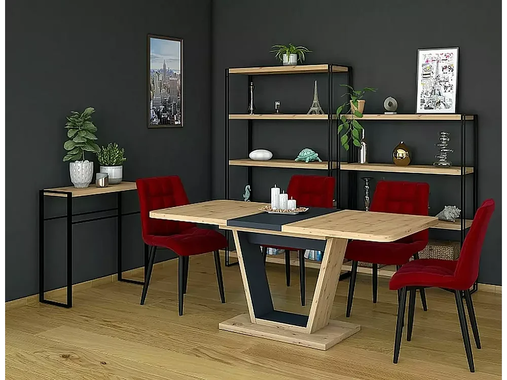 Tavolo da pranzo Nigel (80x120-160)/Marrone&Antracite